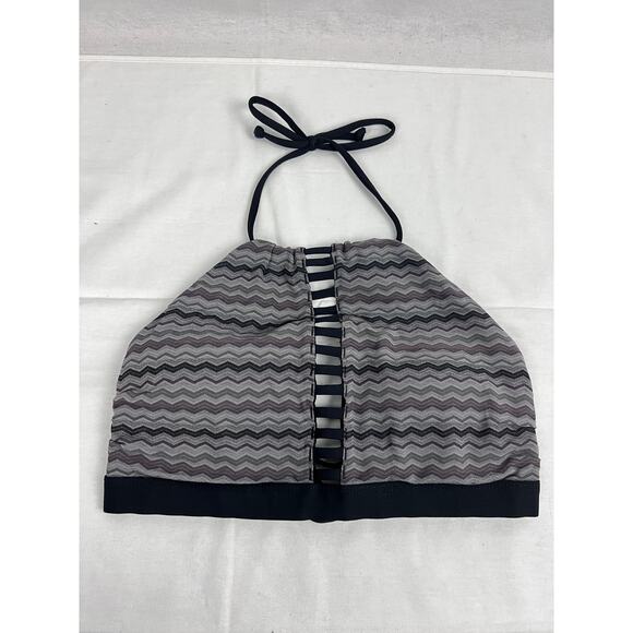 Athleta Bikini Top Jacquard Chevron High Neck Halter Swim Beachy Summer Vacation - Picture 3 of 6